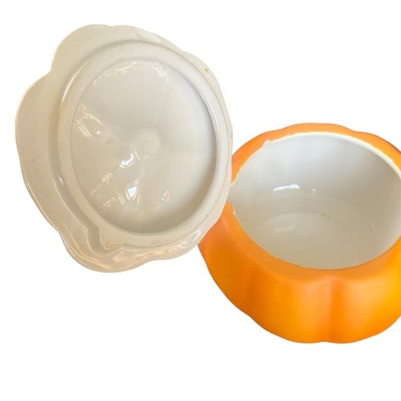 Telefloraa Gift Orange Pumpkin Cookie, Candy Jar with Lid Ceramic 7"x 5.5" - Picture 9 of 10
